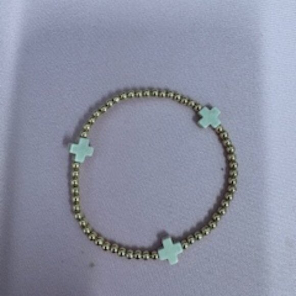 enewton signature cross gold pattern 3mm bead bracelet off white - Picture 1 of 1